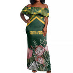 Personalized South Africa With Afro King Protea Off Shoulder Maxi Dress Kente Patterns