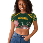 Personalized South Africa With Afro King Protea Raglan Cropped T shirt Kente Patterns
