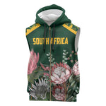 Personalized South Africa With Afro King Protea Sleeveless Zip Hoodie Kente Patterns - African Pride