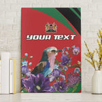Personalized Afro Kenya Lilac Breasted Roller Canvas Wall Art With Violet Flowers