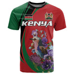 Personalized Afro Kenya Lilac Breasted Roller T shirt With Violet Flowers