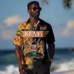 Custom Afro Kenya Coat Of Arms Hawaiian Shirt With Kente Patterns