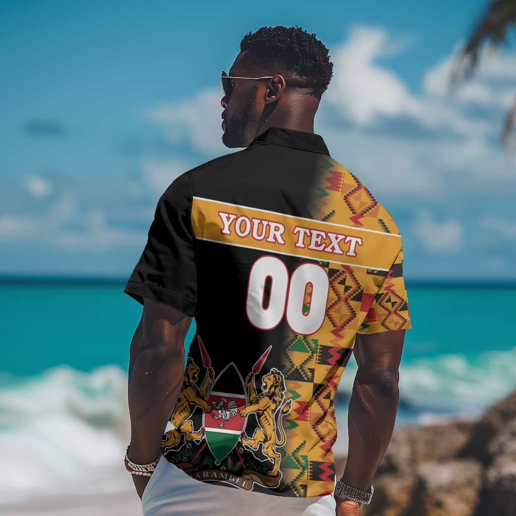 Custom Afro Kenya Coat Of Arms Hawaiian Shirt With Kente Patterns