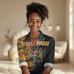 Custom Afro Kenya Coat Of Arms Women Casual Shirt With Kente Patterns LT18