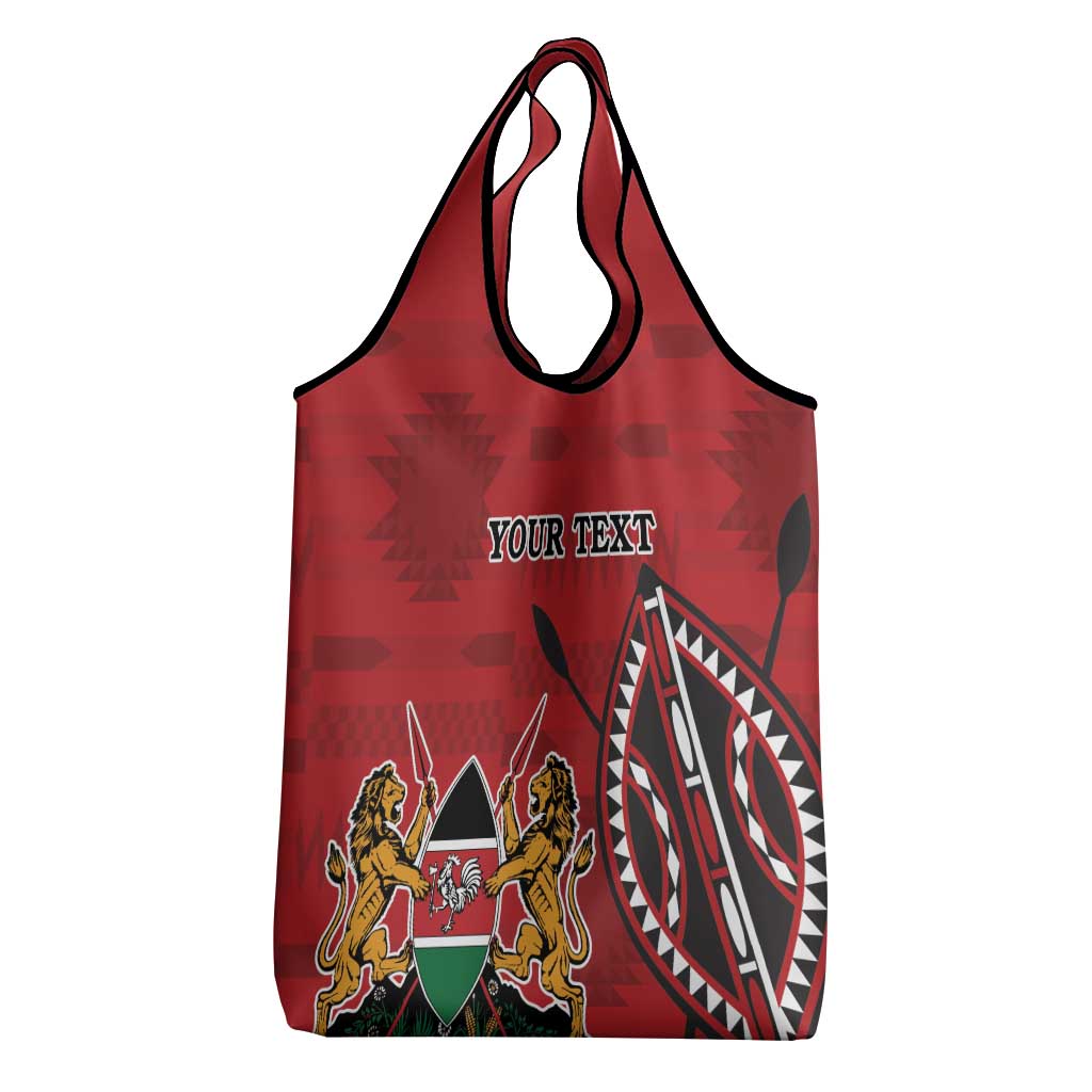 Personalized Afro Kenya Coat Of Arms Grocery Bag Ethnic Seamless Pattern