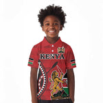 Personalized Afro Kenya Coat Of Arms Kid Polo Shirt Ethnic Seamless Pattern