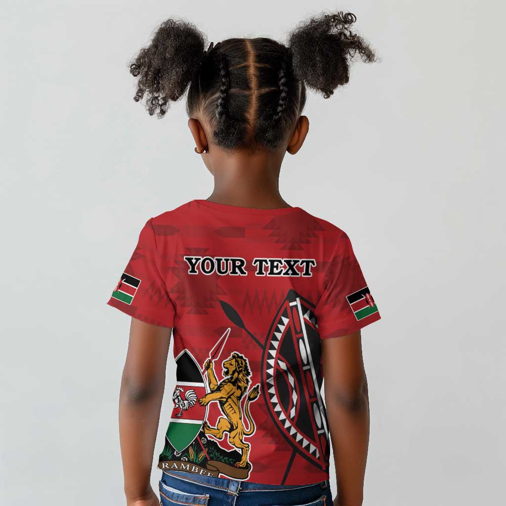 Personalized Afro Kenya Coat Of Arms Kid T shirt Ethnic Seamless Pattern