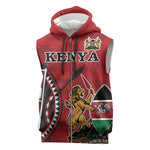 Personalized Afro Kenya Coat Of Arms Sleeveless Zip Hoodie Ethnic Seamless Pattern - African Pride