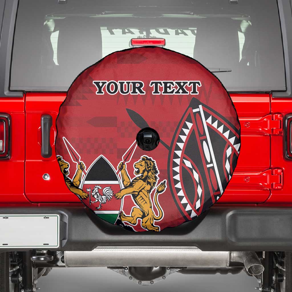 Personalized Afro Kenya Coat Of Arms Spare Tire Cover Ethnic Seamless Pattern