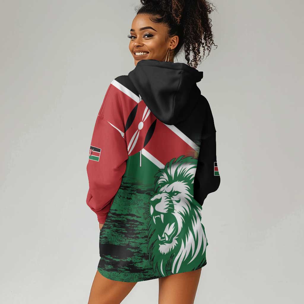 Afro Kenya Lion Head Hoodie Dress Flag Style