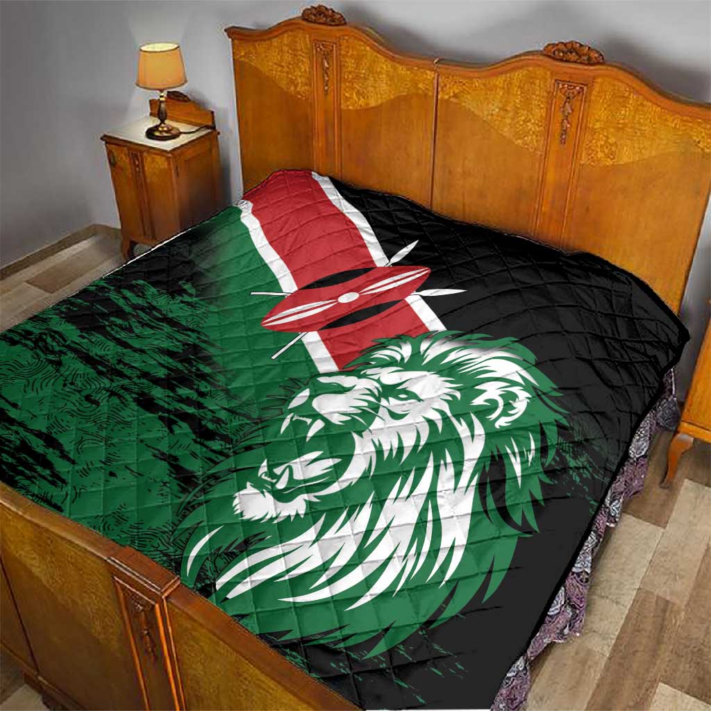 Afro Kenya Lion Head Quilt Flag Style