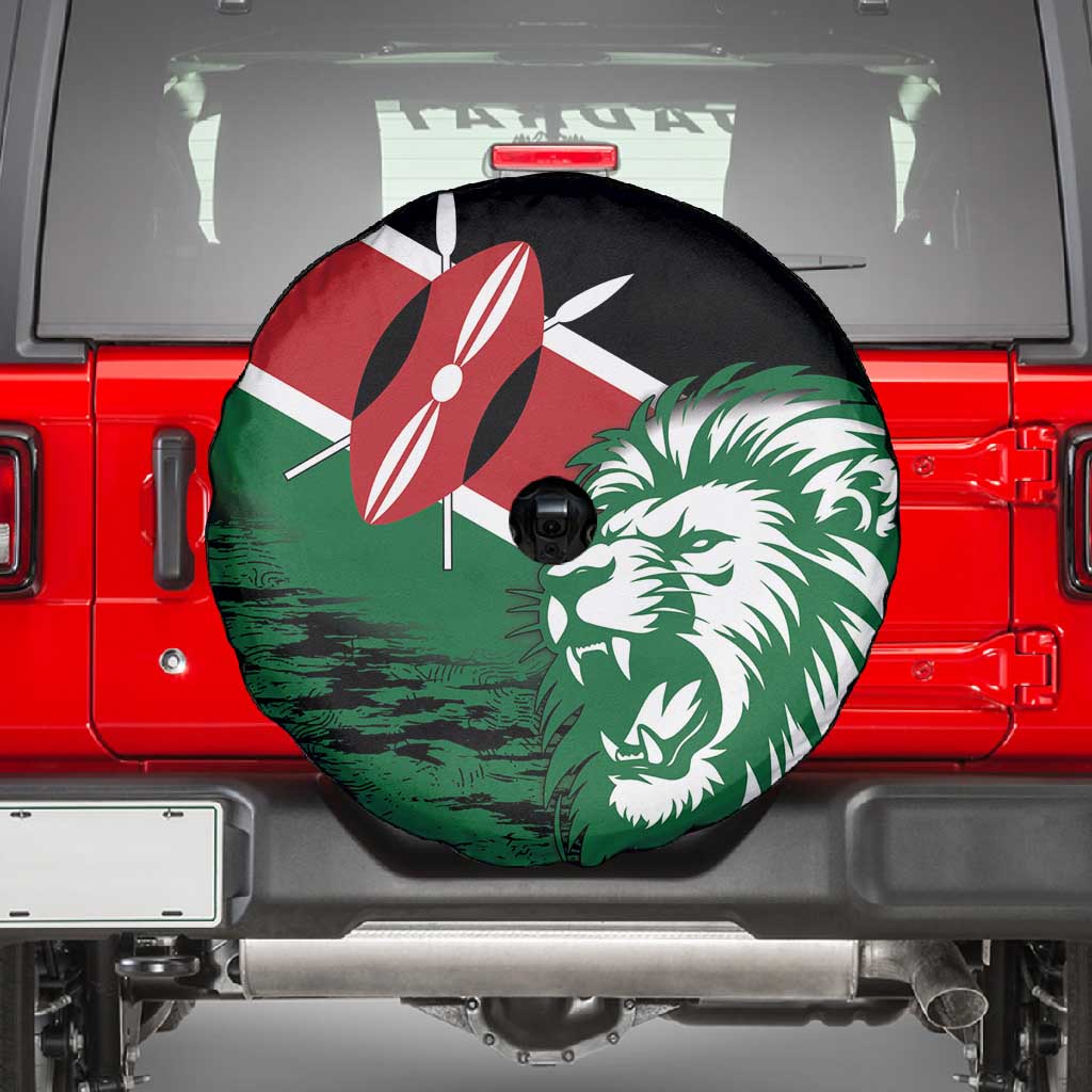 Afro Kenya Lion Head Spare Tire Cover Flag Style