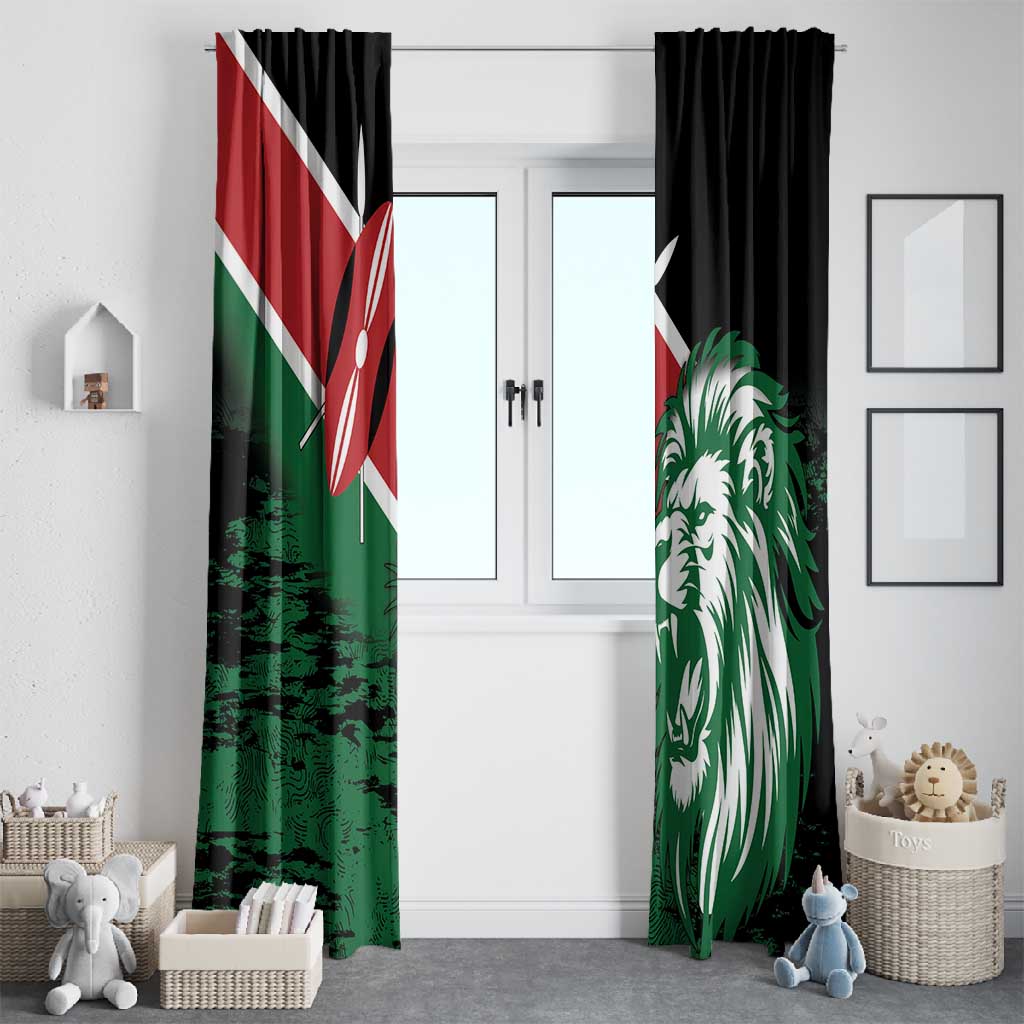 Afro Kenya Lion Head Window Curtain Flag Style