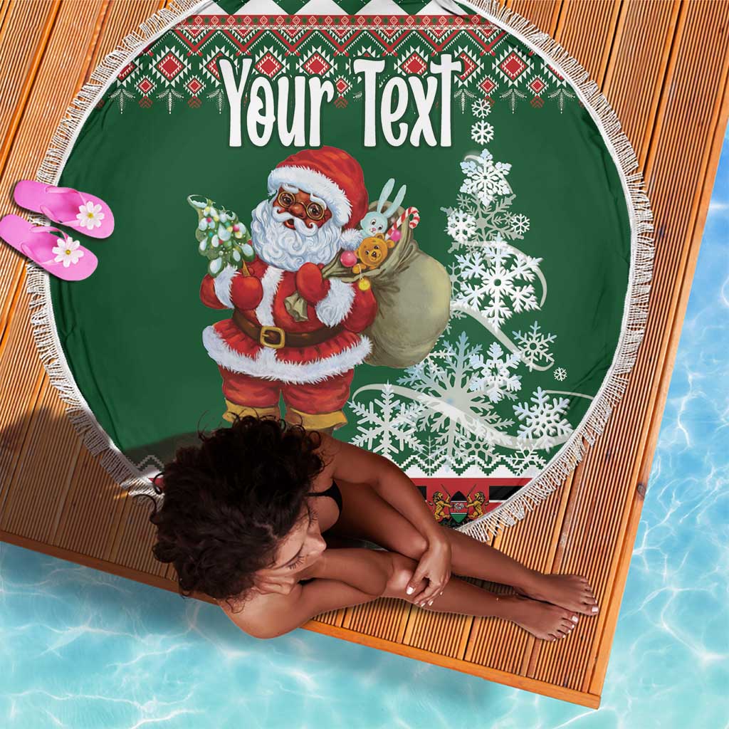 Personalized Afro Kenya Christmas Beach Blanket African Santa -  Folk Pattern