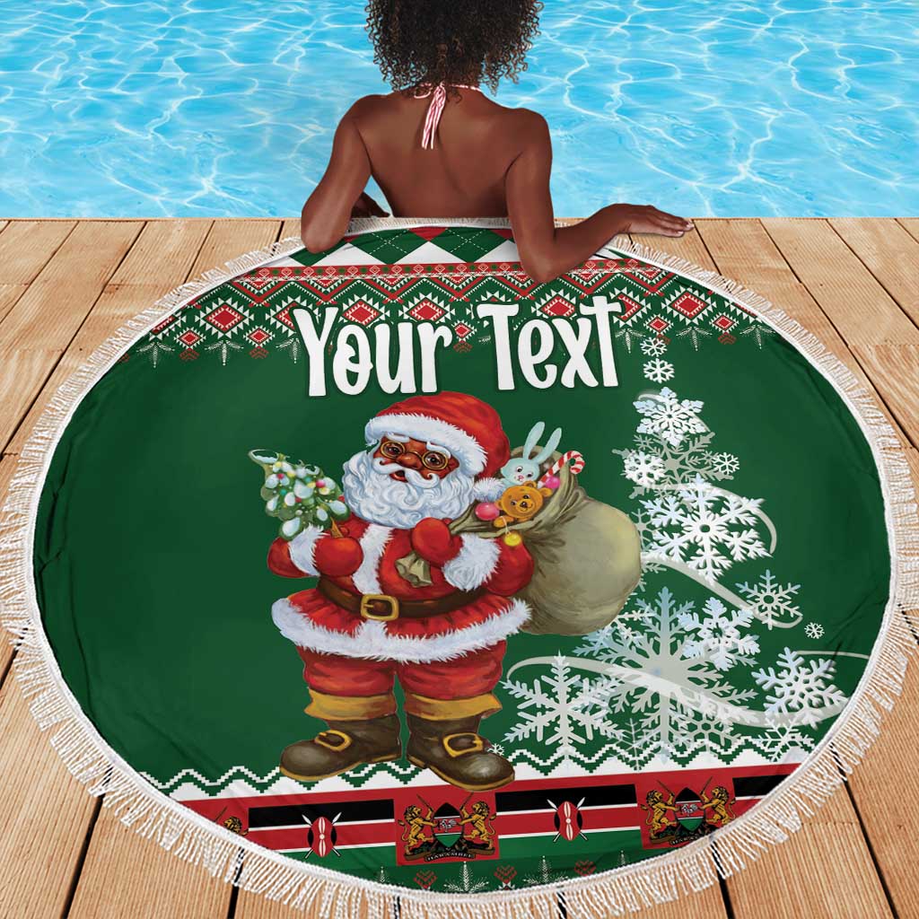 Personalized Afro Kenya Christmas Beach Blanket African Santa -  Folk Pattern
