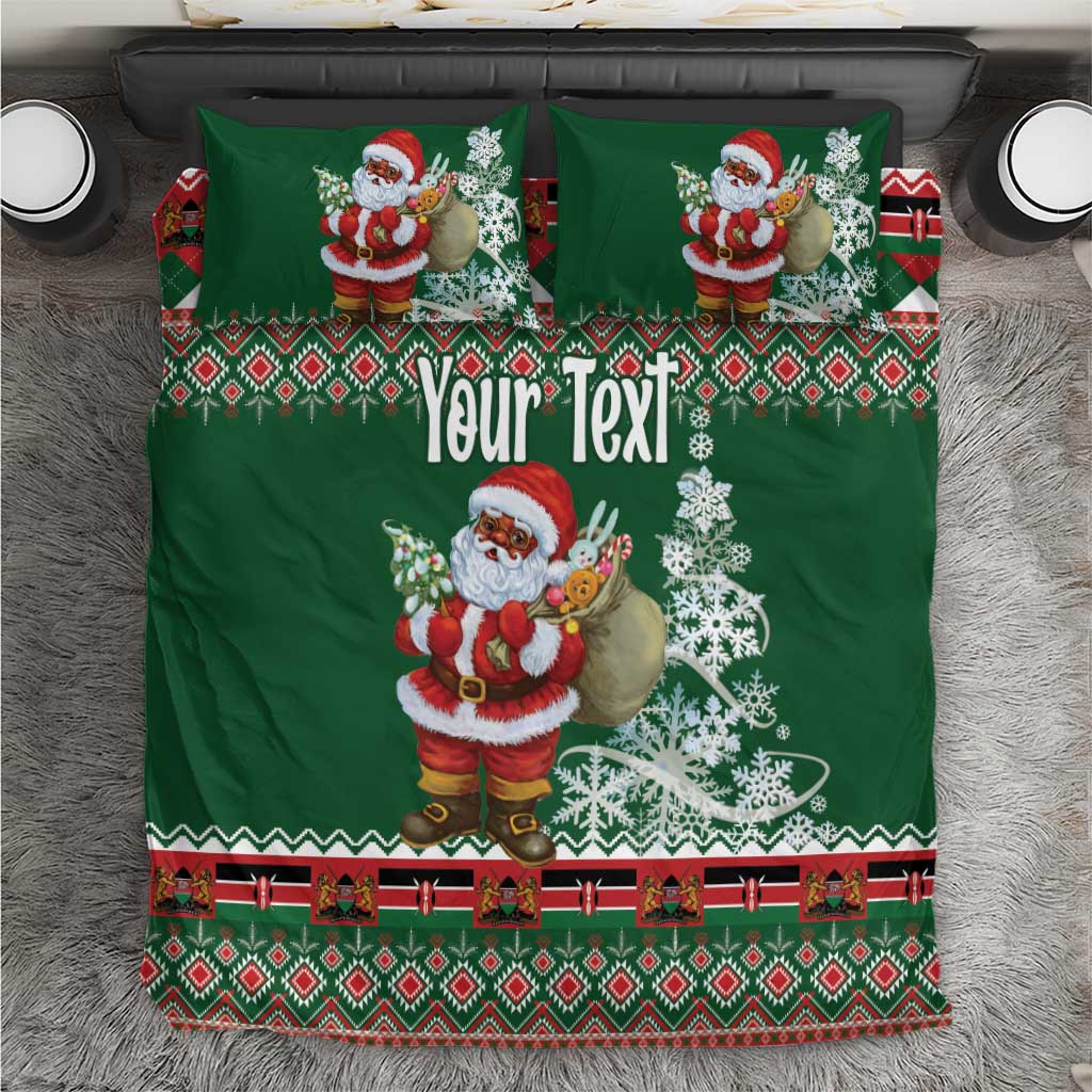 Personalized Afro Kenya Christmas Bedding Set African Santa -  Folk Pattern