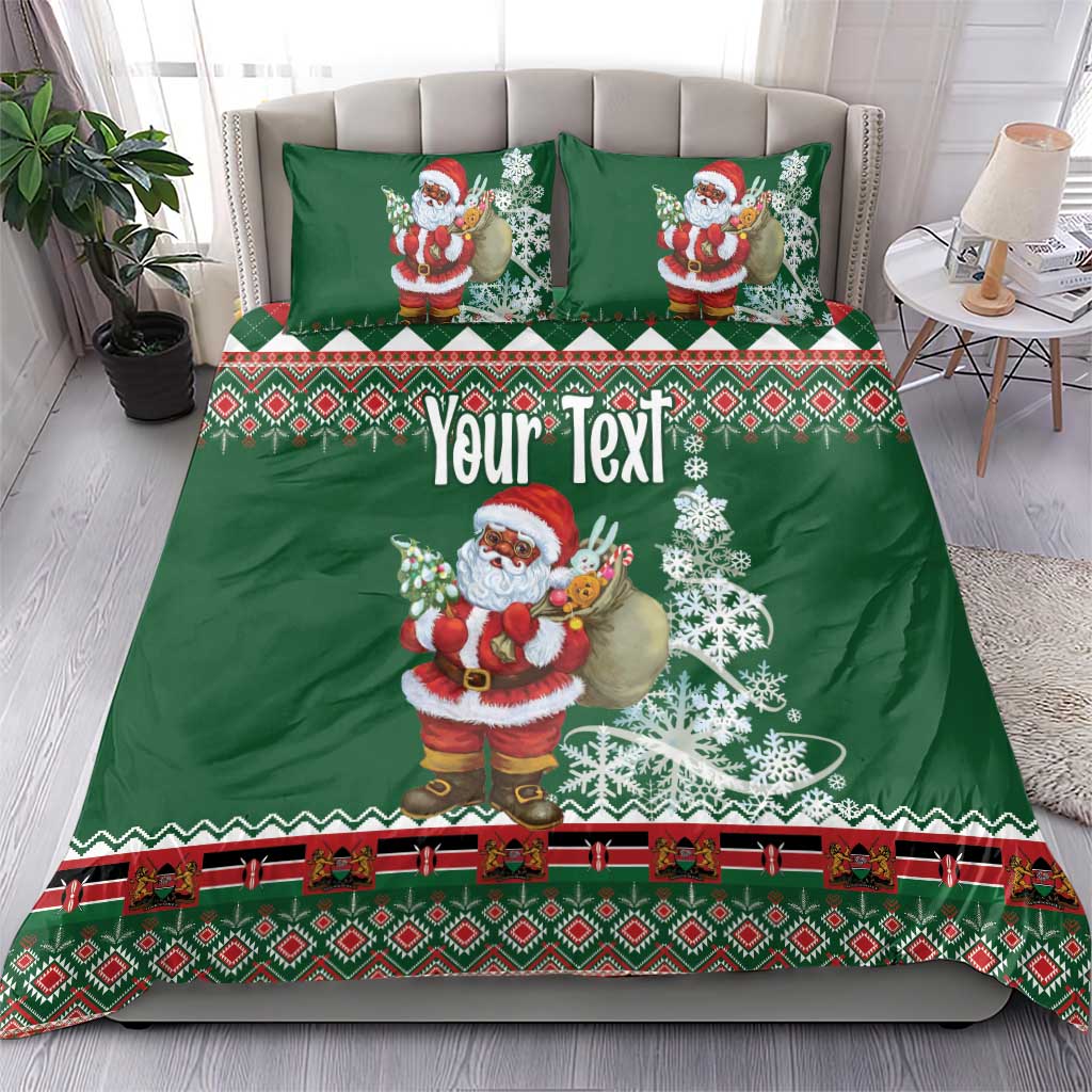 Personalized Afro Kenya Christmas Bedding Set African Santa -  Folk Pattern