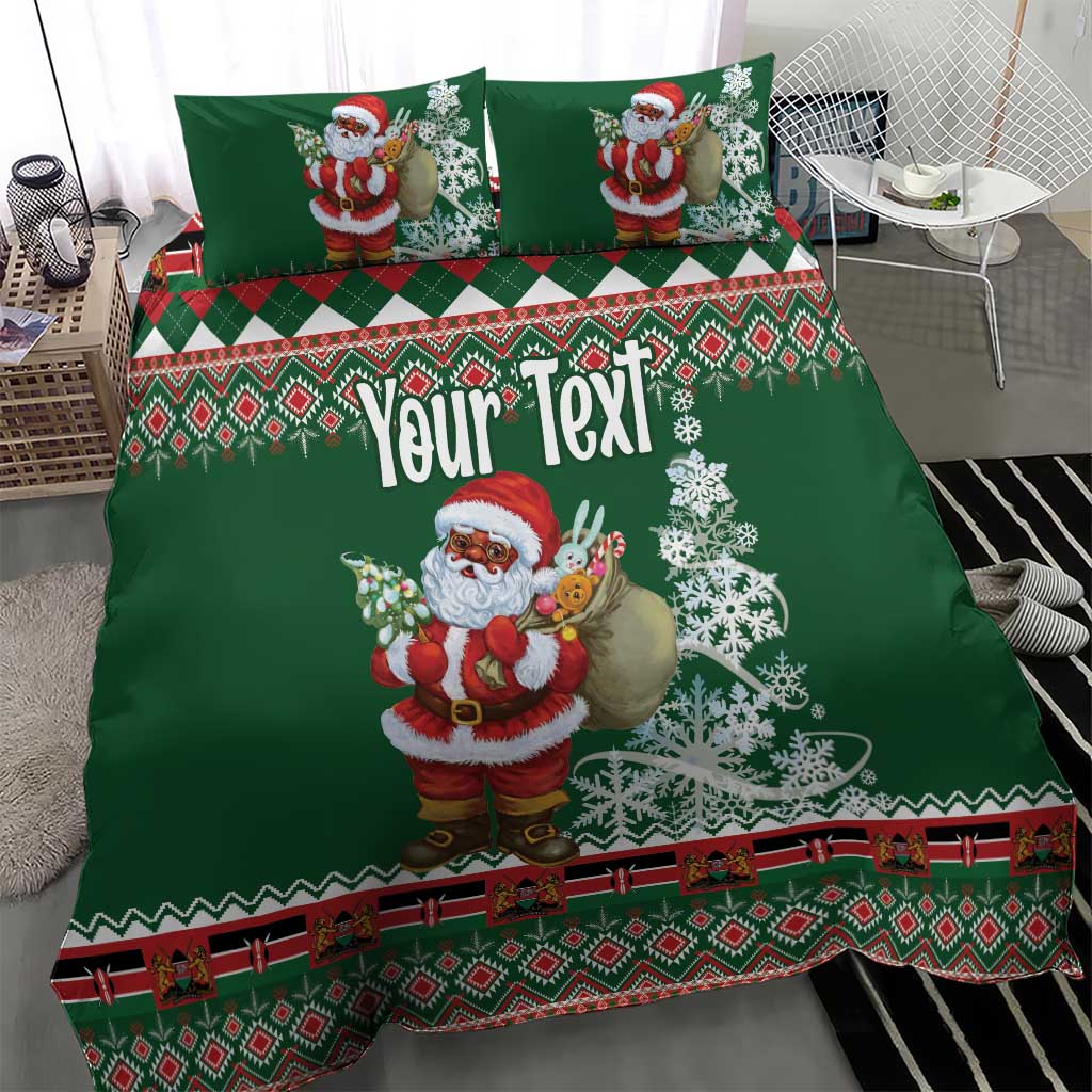 Personalized Afro Kenya Christmas Bedding Set African Santa -  Folk Pattern