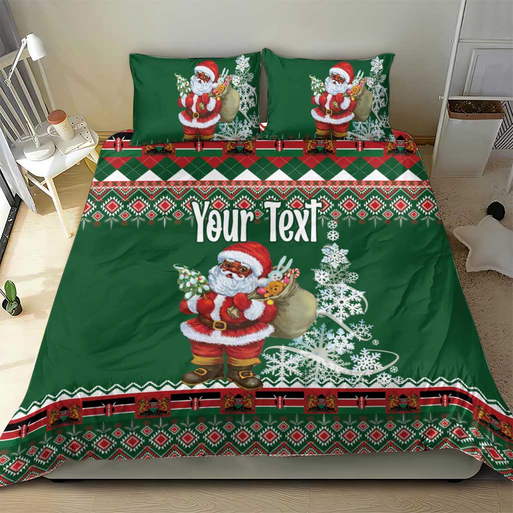 Personalized Afro Kenya Christmas Bedding Set African Santa -  Folk Pattern