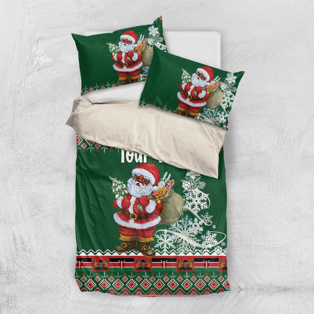 Personalized Afro Kenya Christmas Bedding Set African Santa -  Folk Pattern