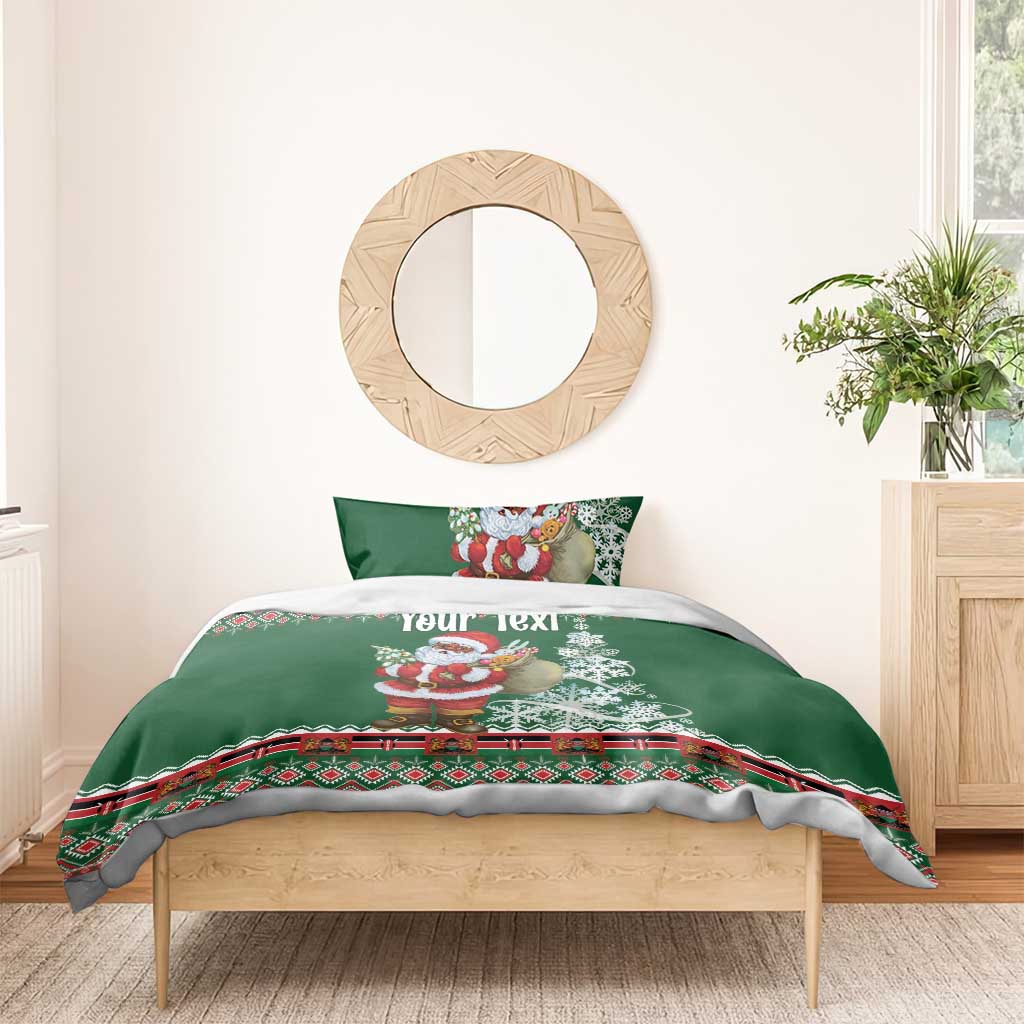 Personalized Afro Kenya Christmas Bedding Set African Santa -  Folk Pattern