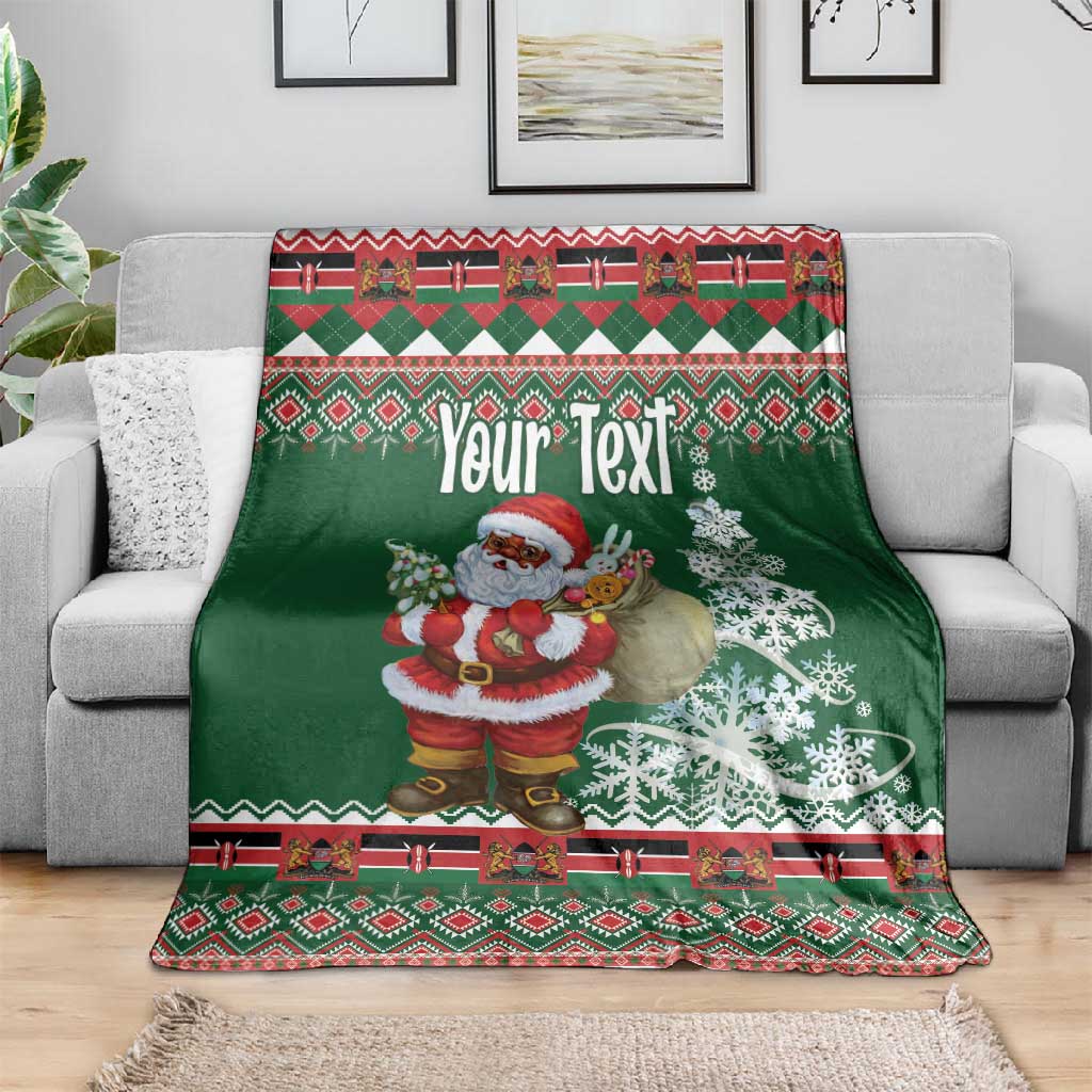 Personalized Afro Kenya Christmas Blanket African Santa -  Folk Pattern