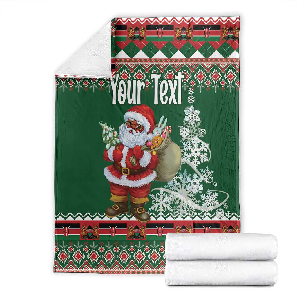 Personalized Afro Kenya Christmas Blanket African Santa -  Folk Pattern