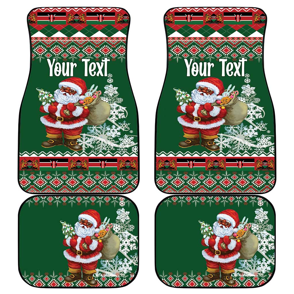 Personalized Afro Kenya Christmas Car Mats African Santa -  Folk Pattern
