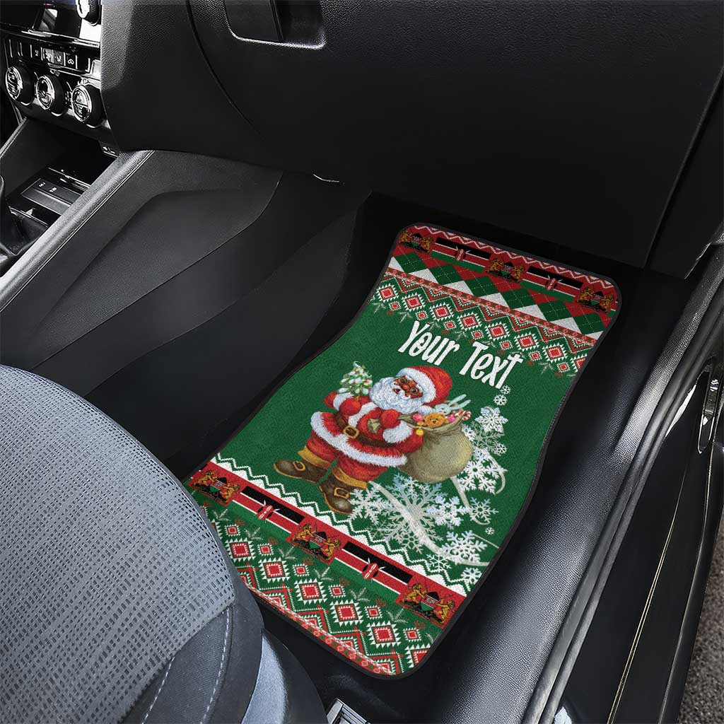 Personalized Afro Kenya Christmas Car Mats African Santa -  Folk Pattern