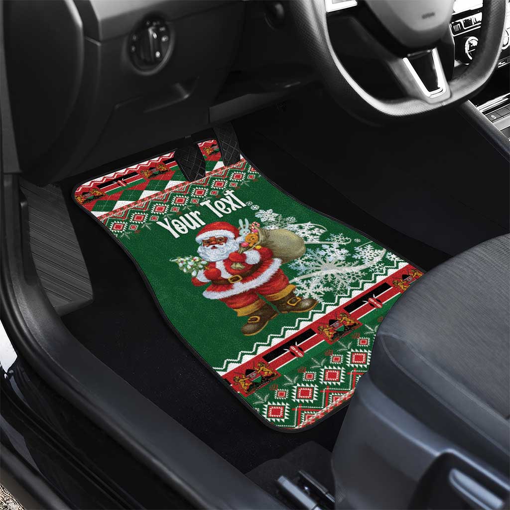 Personalized Afro Kenya Christmas Car Mats African Santa -  Folk Pattern