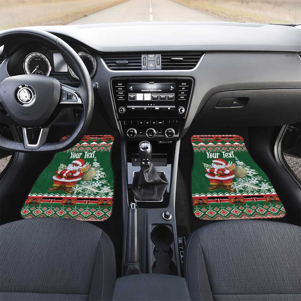 Personalized Afro Kenya Christmas Car Mats African Santa -  Folk Pattern