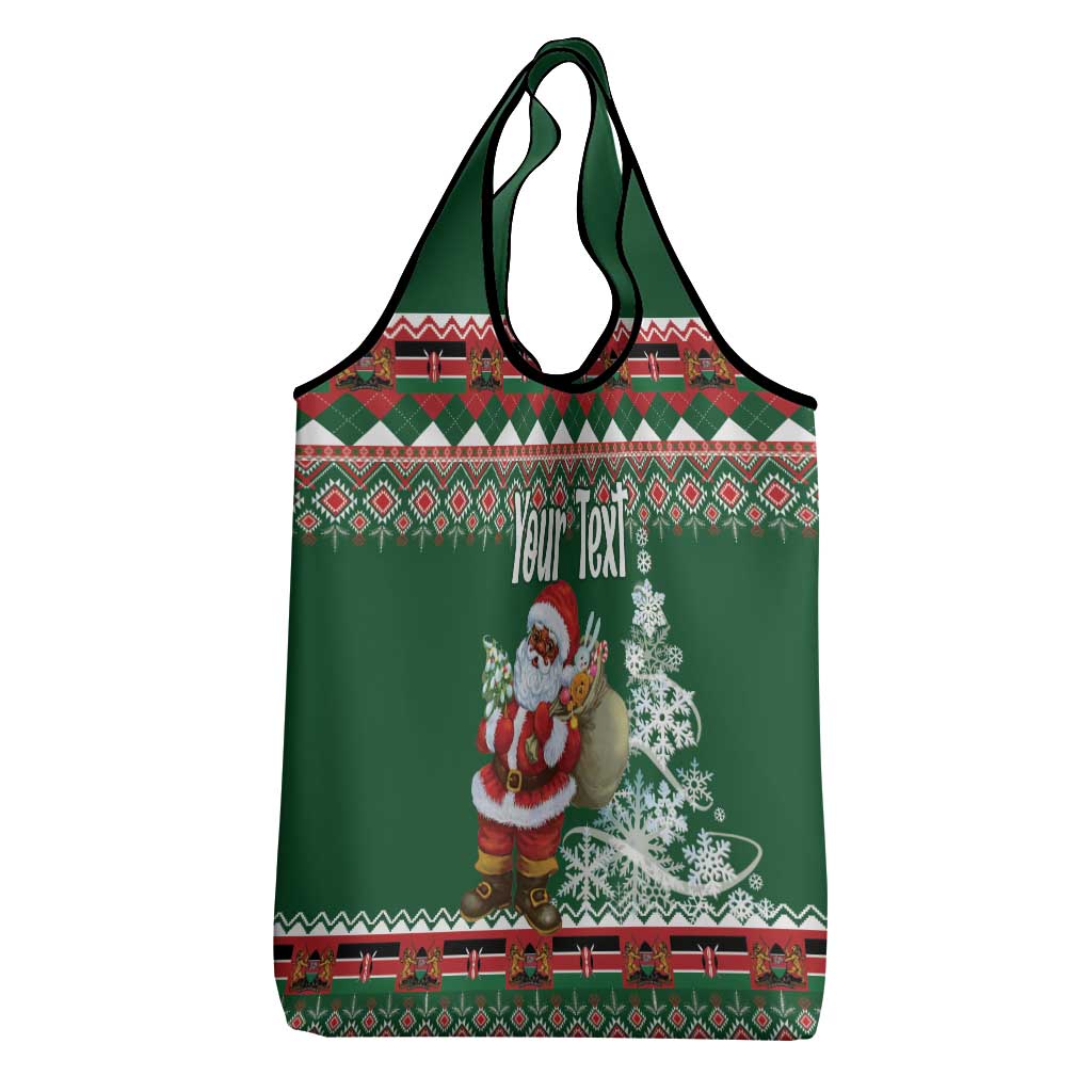 Personalized Afro Kenya Christmas Grocery Bag African Santa -  Folk Pattern