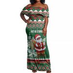 Personalized Afro Kenya Christmas Off Shoulder Maxi Dress African Santa - Folk Pattern