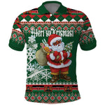 Personalized Afro Kenya Christmas Polo Shirt African Santa - Folk Pattern