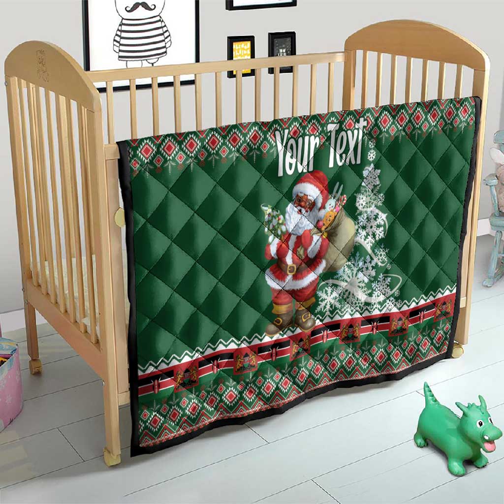 Personalized Afro Kenya Christmas Quilt African Santa -  Folk Pattern