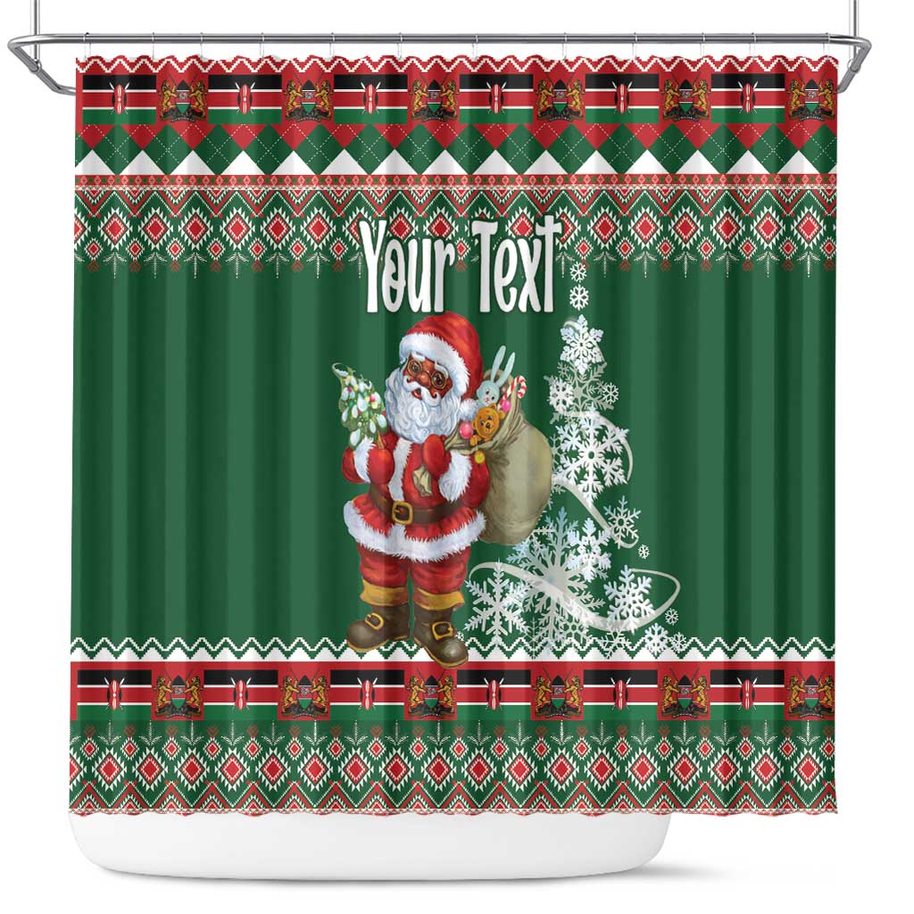 Personalized Afro Kenya Christmas Shower Curtain African Santa -  Folk Pattern
