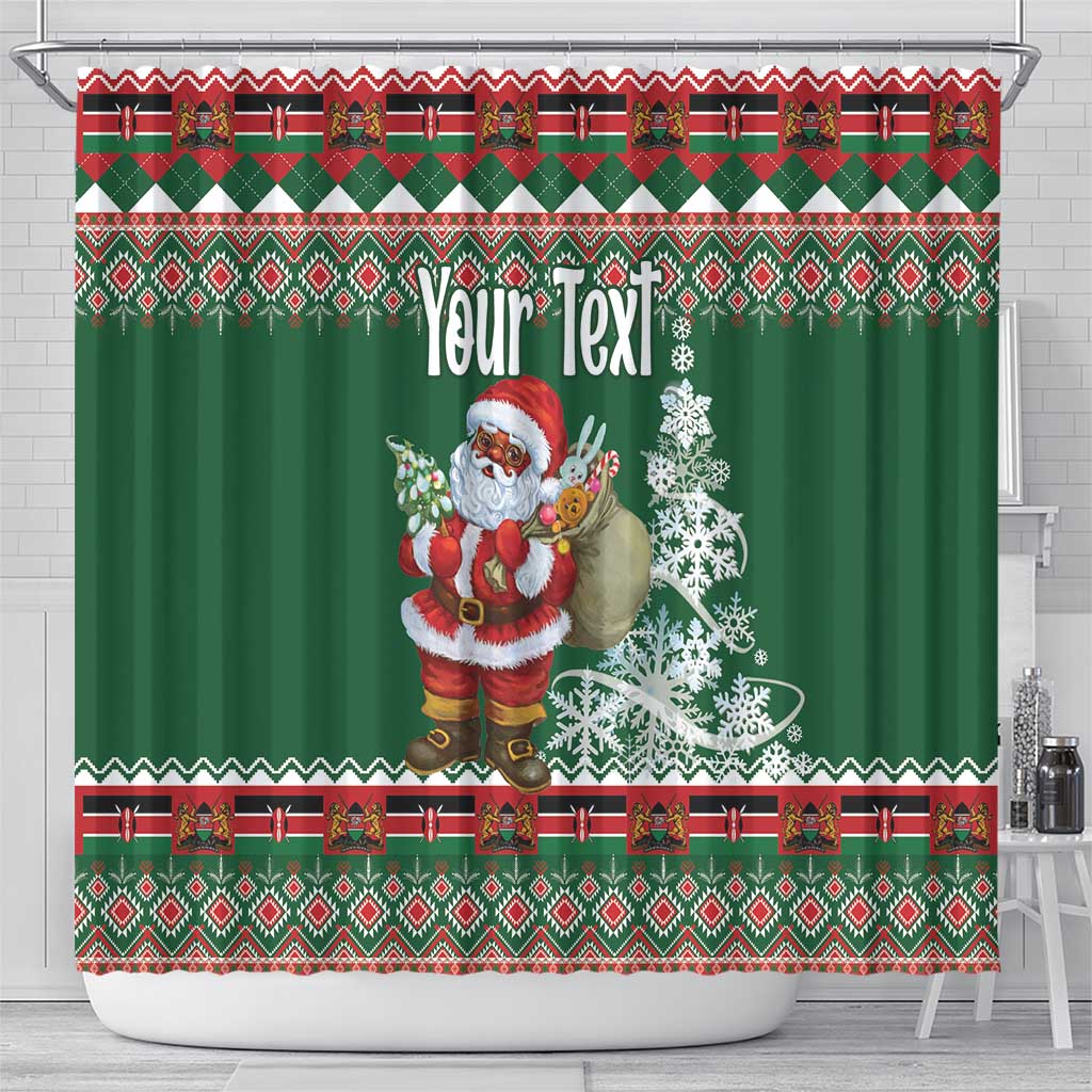 Personalized Afro Kenya Christmas Shower Curtain African Santa -  Folk Pattern