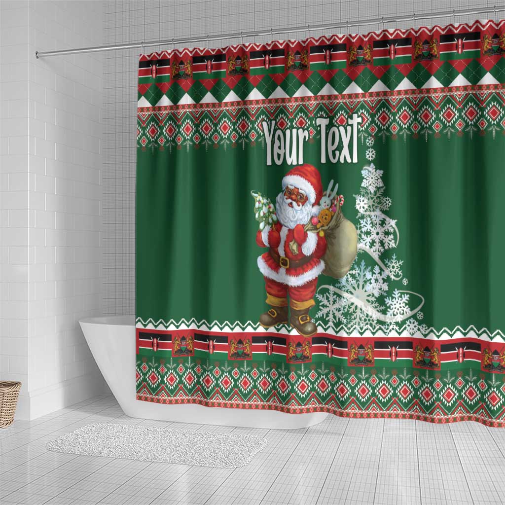 Personalized Afro Kenya Christmas Shower Curtain African Santa -  Folk Pattern