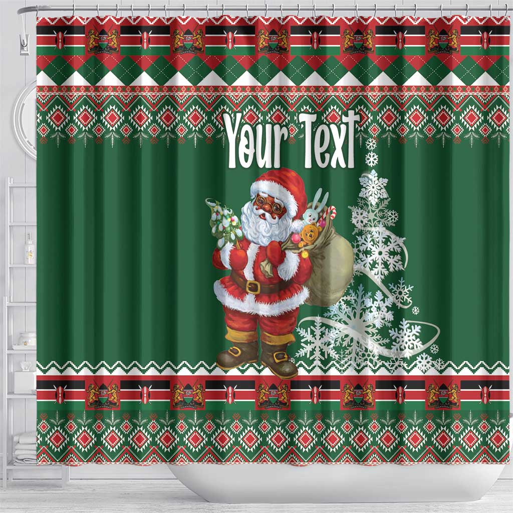 Personalized Afro Kenya Christmas Shower Curtain African Santa -  Folk Pattern