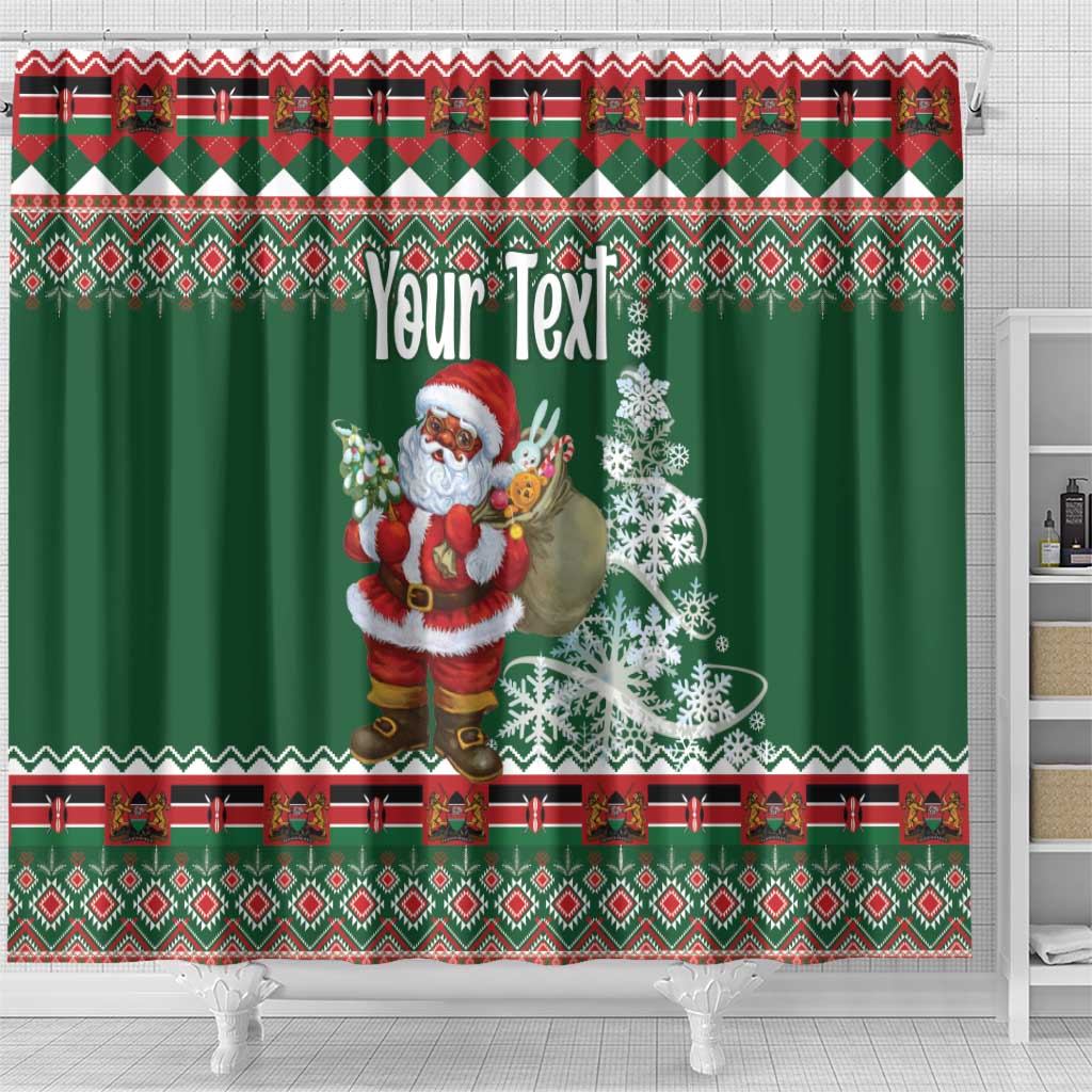 Personalized Afro Kenya Christmas Shower Curtain African Santa -  Folk Pattern