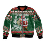 Personalized Afro Kenya Christmas Sleeve Zip Bomber Jacket African Santa - Folk Pattern