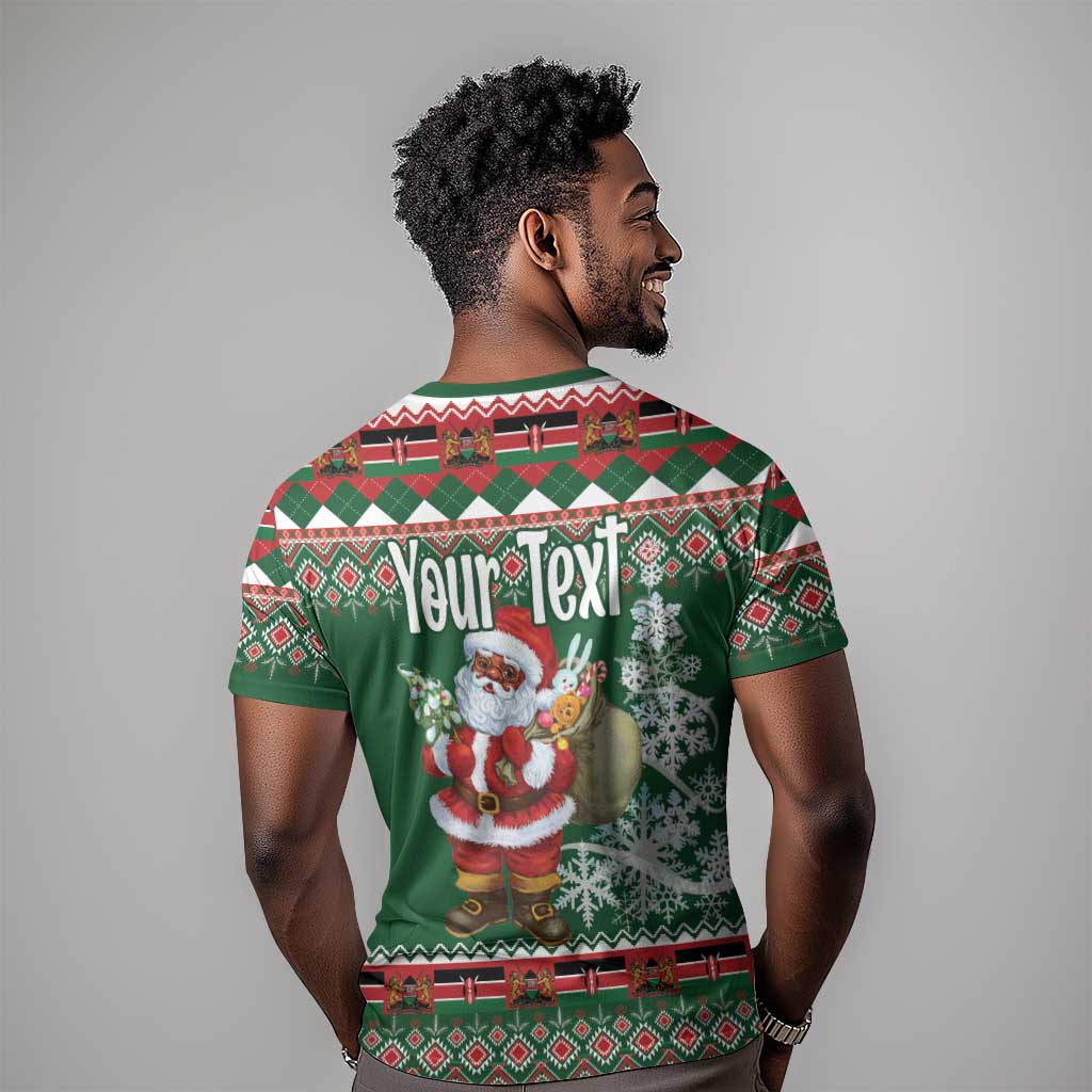 Personalized Afro Kenya Christmas T shirt African Santa -  Folk Pattern