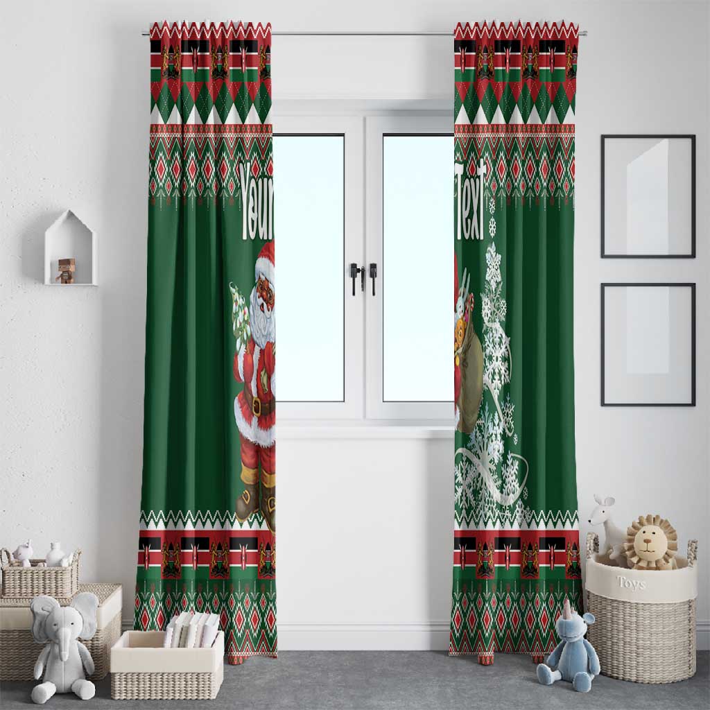 Personalized Afro Kenya Christmas Window Curtain African Santa -  Folk Pattern