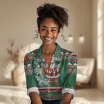 Personalized Afro Kenya Christmas Women Casual Shirt African Santa - Folk Pattern LT18