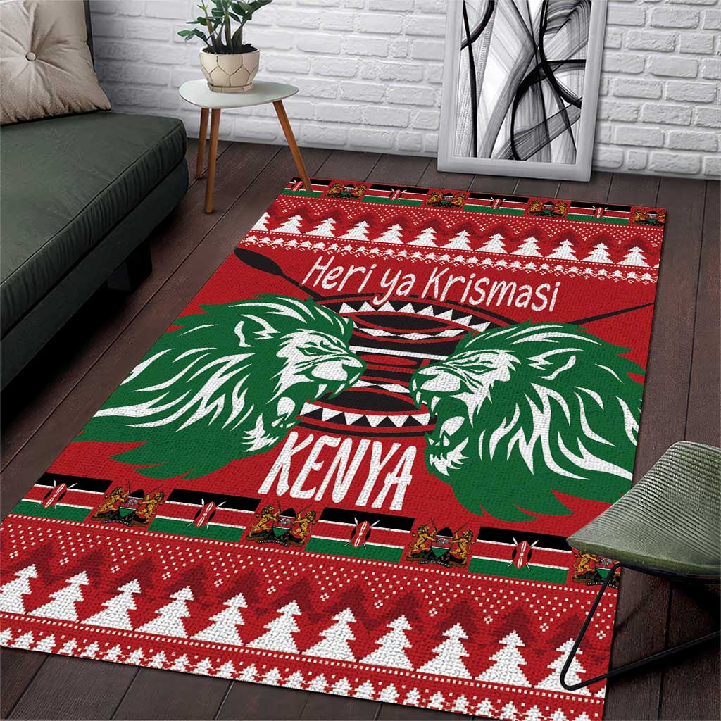 Afro Kenya Christmas Area Rug Head Lion - Heri ya Krismasi
