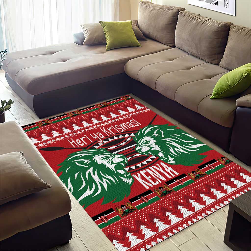 Afro Kenya Christmas Area Rug Head Lion - Heri ya Krismasi