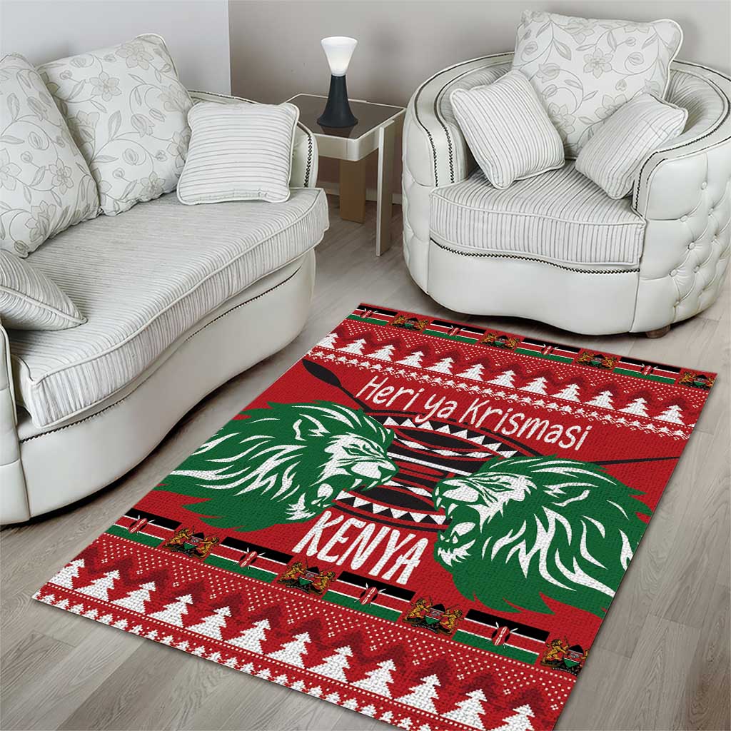 Afro Kenya Christmas Area Rug Head Lion - Heri ya Krismasi
