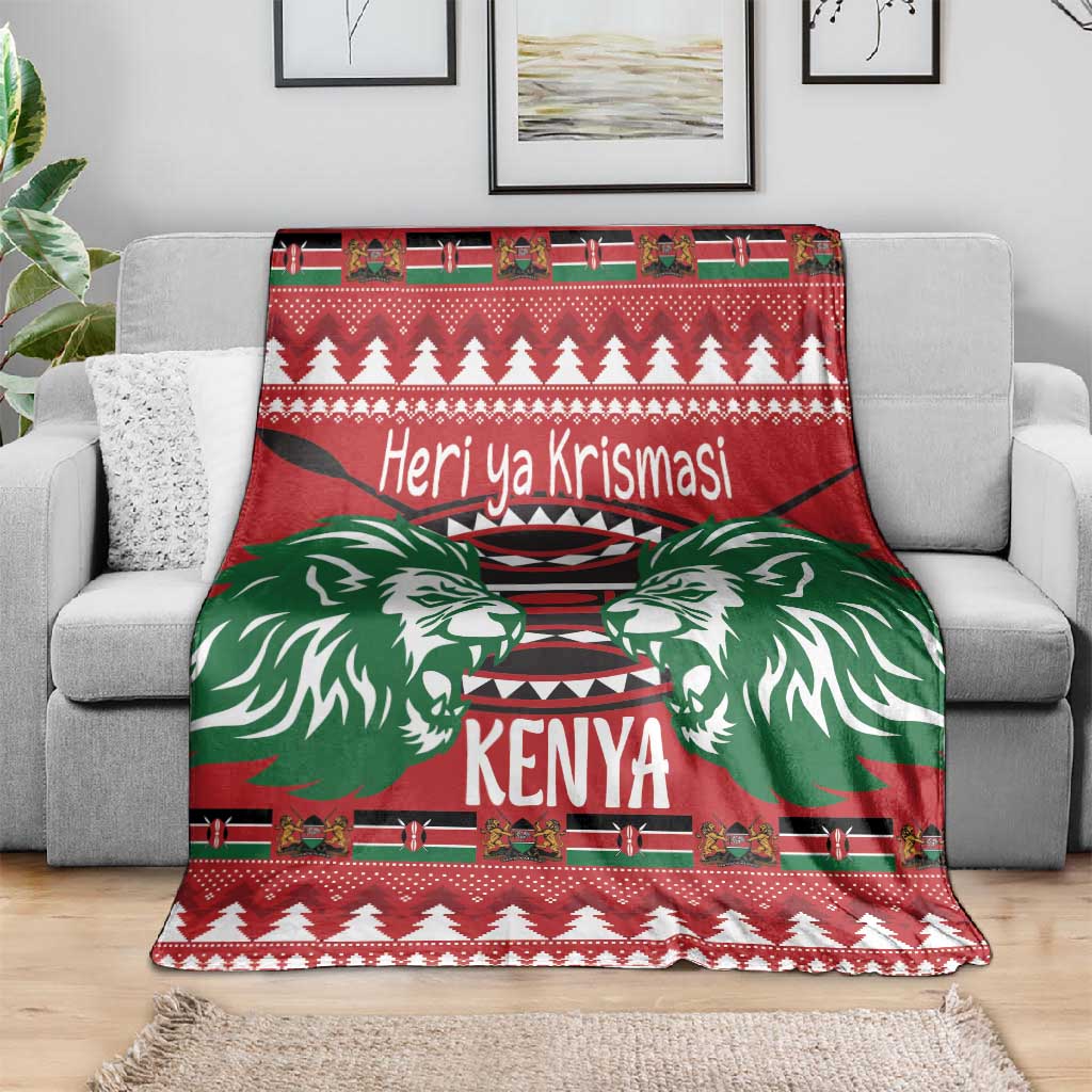 Afro Kenya Christmas Blanket Head Lion - Heri ya Krismasi