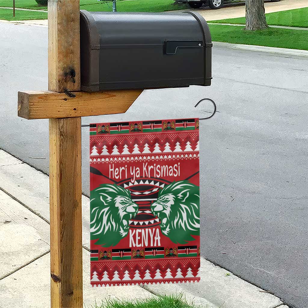 Afro Kenya Christmas Garden Flag Head Lion - Heri ya Krismasi