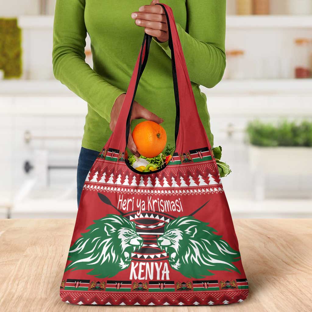 Afro Kenya Christmas Grocery Bag Head Lion - Heri ya Krismasi